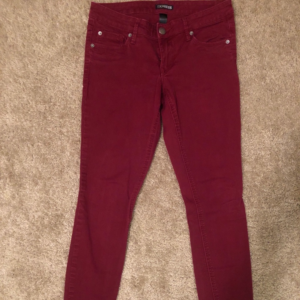 Women’s maroon Express jeans